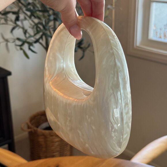 Mango Pearl Effect Clutch Purse - White - Picture 3 of 8